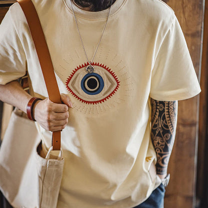 Retro Embroidery Guardian Eye T-shirt