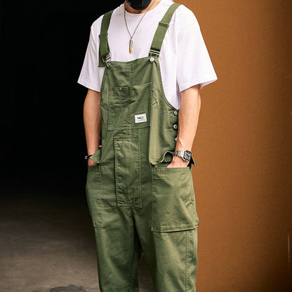 Retro Style Casual Multi-Pocket Overall Cargo Pants