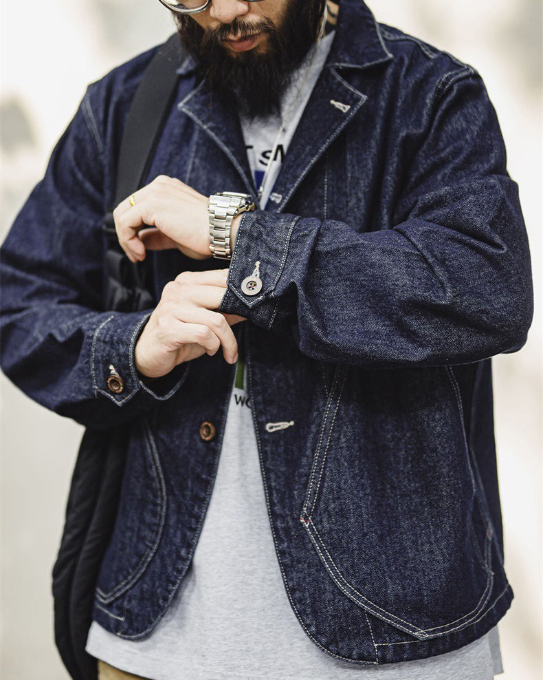 Retro Denim Workwear Navy Jacket