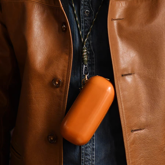 Retro Handmade Leather Travel Portable Glasses Case