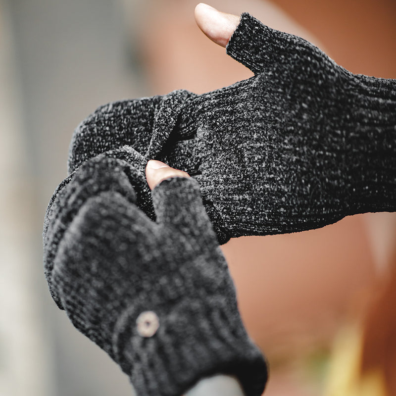 Men Vintage Knitted Chenlle Gloves Elegant Touchscreen Winter Cycling Gloves