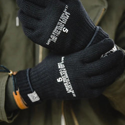 Men Vintage Knitted Print Full-finger Gloves Elegant Touchscreen Winter Cycling Gloves
