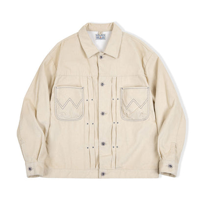 Retro Corduroy Lapel Beige Jacket