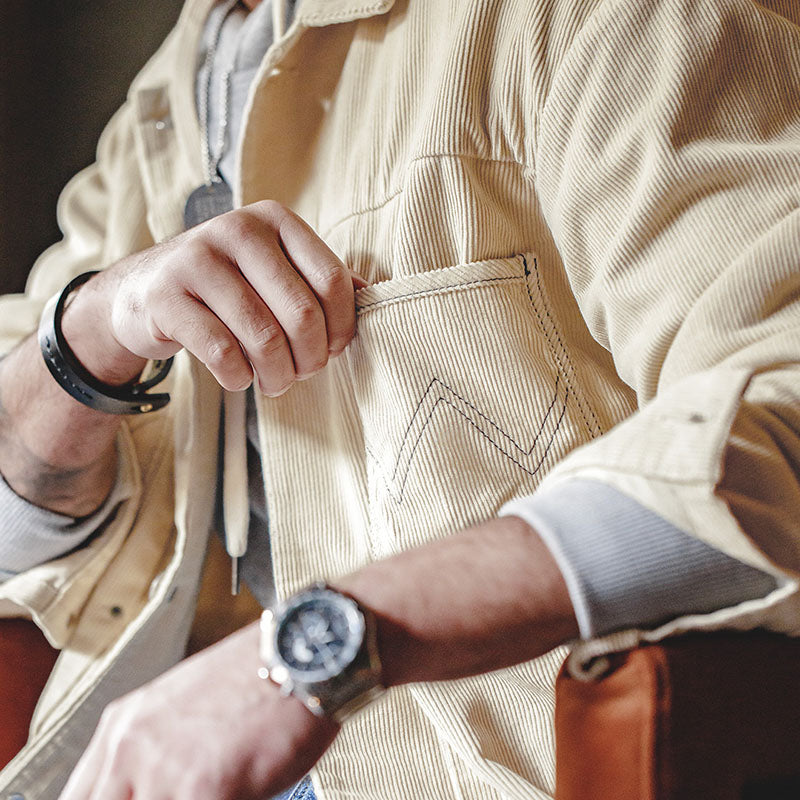 Retro Corduroy Lapel Beige Jacket