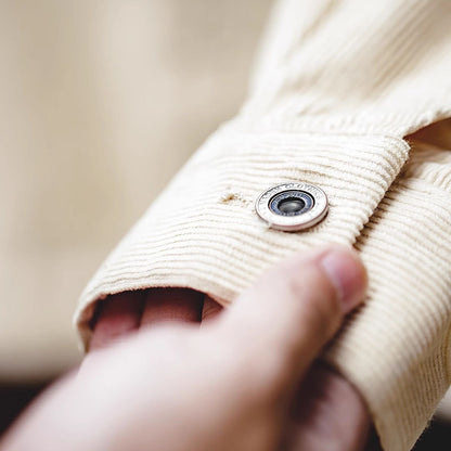 Retro Corduroy Lapel Beige Jacket