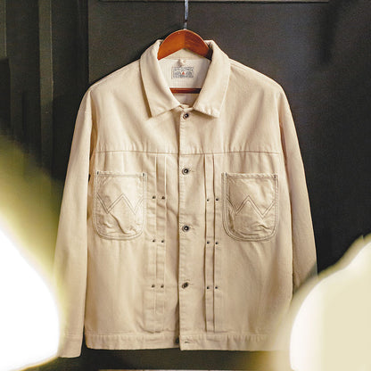 Retro Corduroy Lapel Beige Jacket