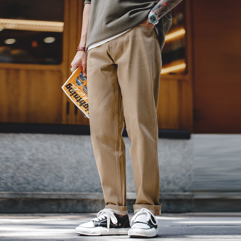 Retro Khaki Denim Workwear Pants