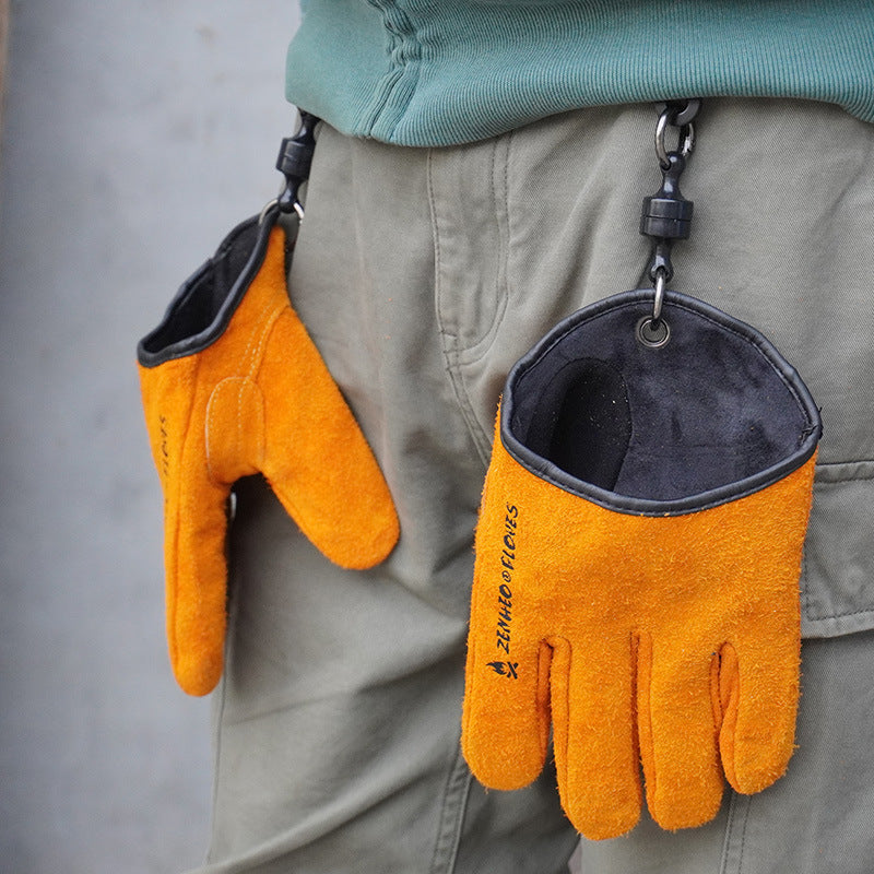 Retro Outdoor Leather Magnetic Clasp Gloves