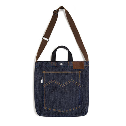 Retro Denim Washed Embroidered Tote Bag Messenger Bag