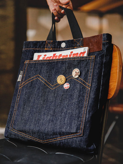 Retro Denim Washed Embroidered Tote Bag Messenger Bag