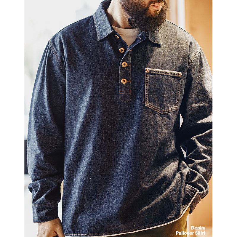 Retro Casual Denim Pullover Shirt