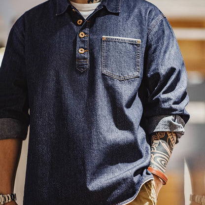 Retro Casual Denim Pullover Shirt