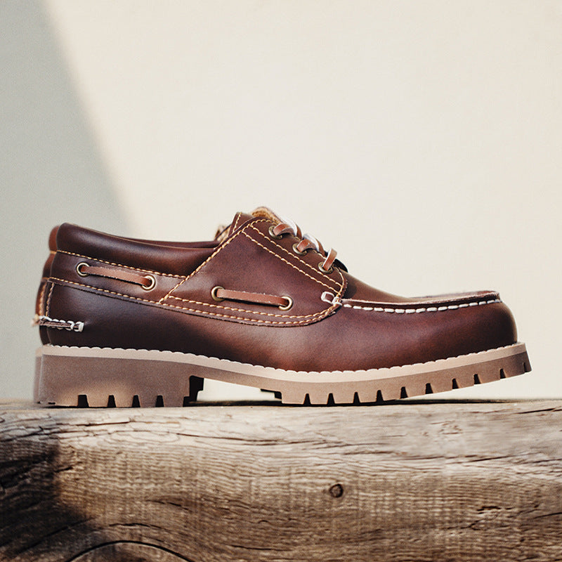 Retro Leather Classic Boat Shoes Work Shoes