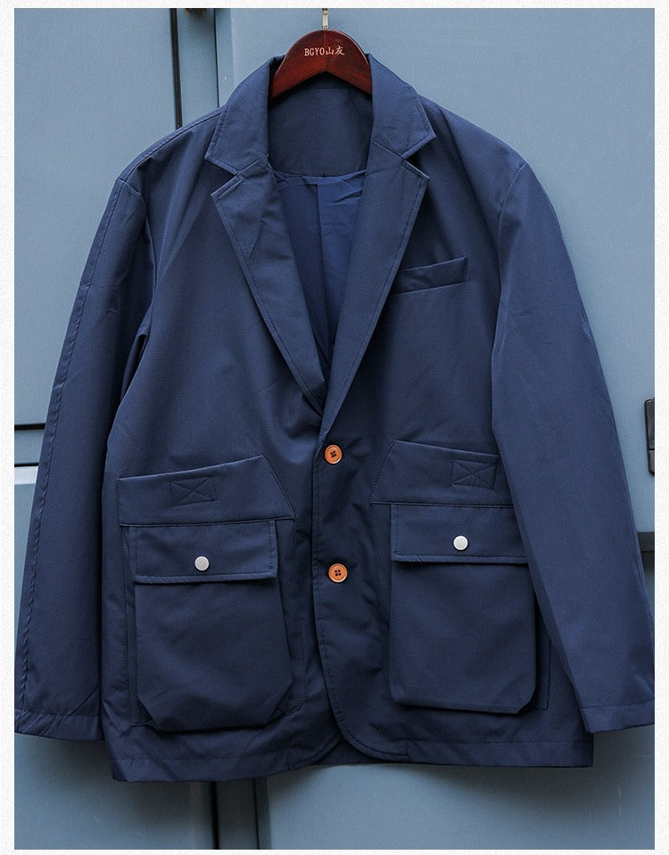 Retro Casual Blazer Functional Work Jacket