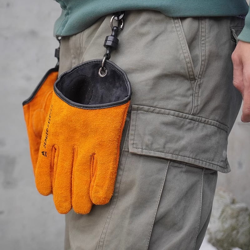 Retro Outdoor Leather Magnetic Clasp Gloves