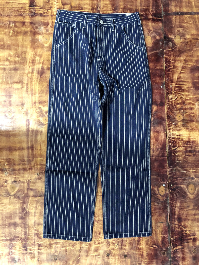 Retro Striped Denim Workwear Pants