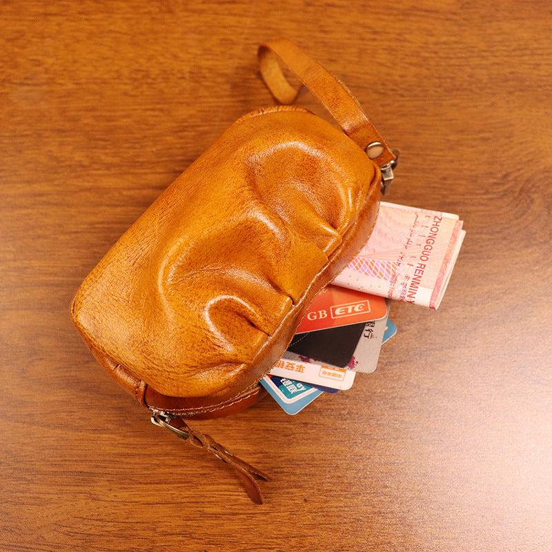 Retro Handmade Leather Coin Bag Storage Bag