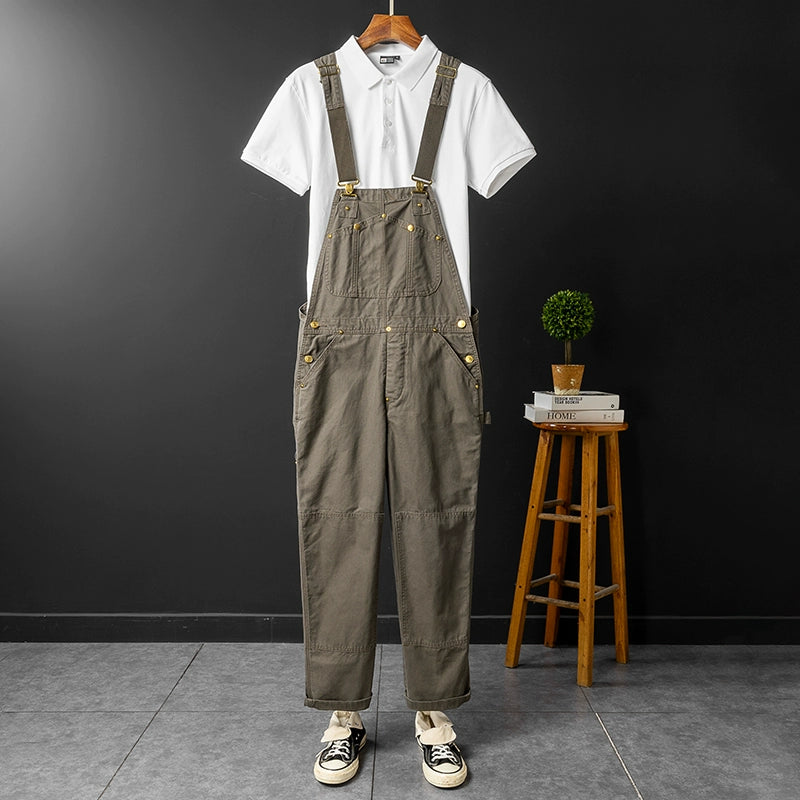 Retro Style Casual Multi-Pocket Overall Cargo Pants