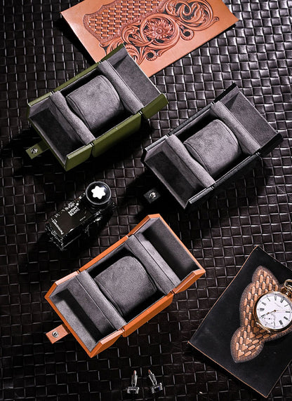 Retro Premium Leather Watch Organizer Box