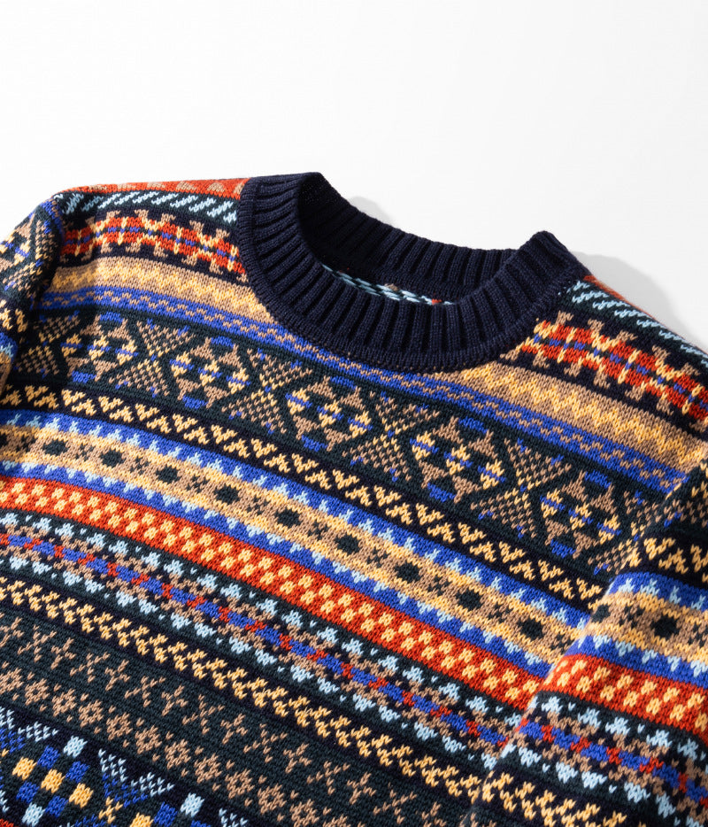 Vintage Pullover Fair Isle Knit Wool-blend Sweater