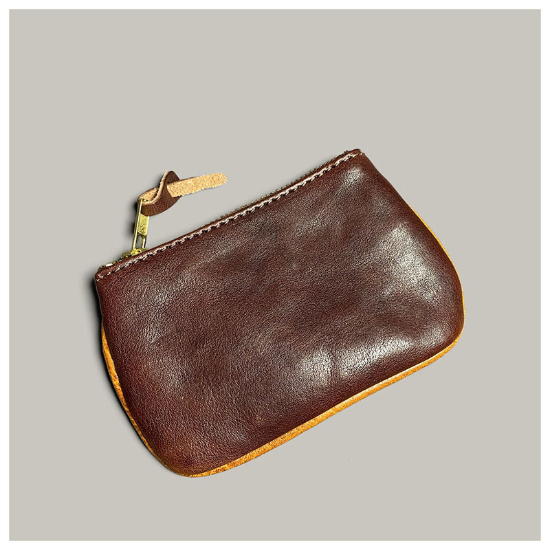 Retro Handmade Leather Zipper Coin Wallet