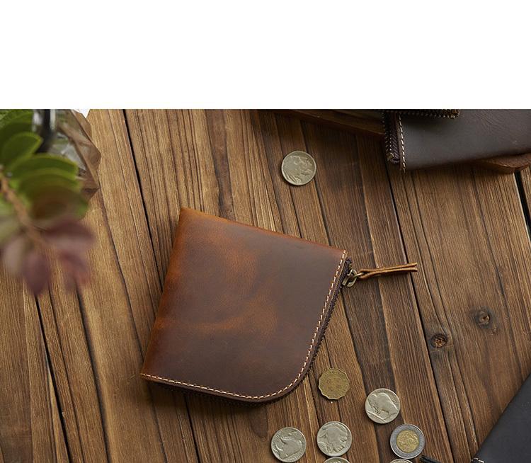 Retro Handmade Leather Short Zipper Wallet