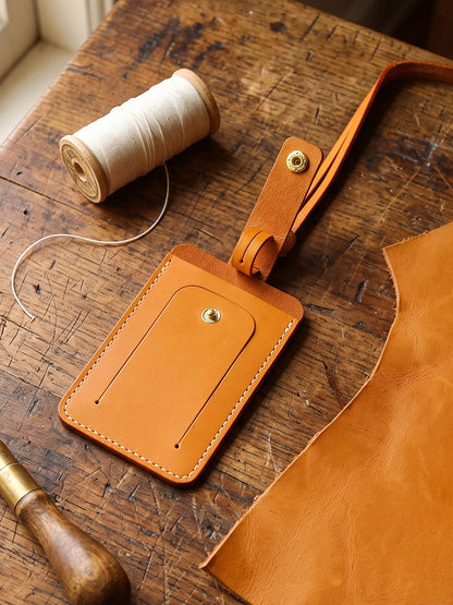 Retro Top-grain Cowhide Luggage Tag Card Holders