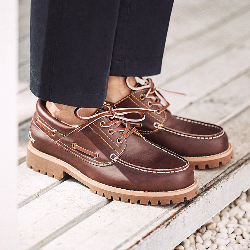 Retro Leather Classic Boat Shoes Work Shoes