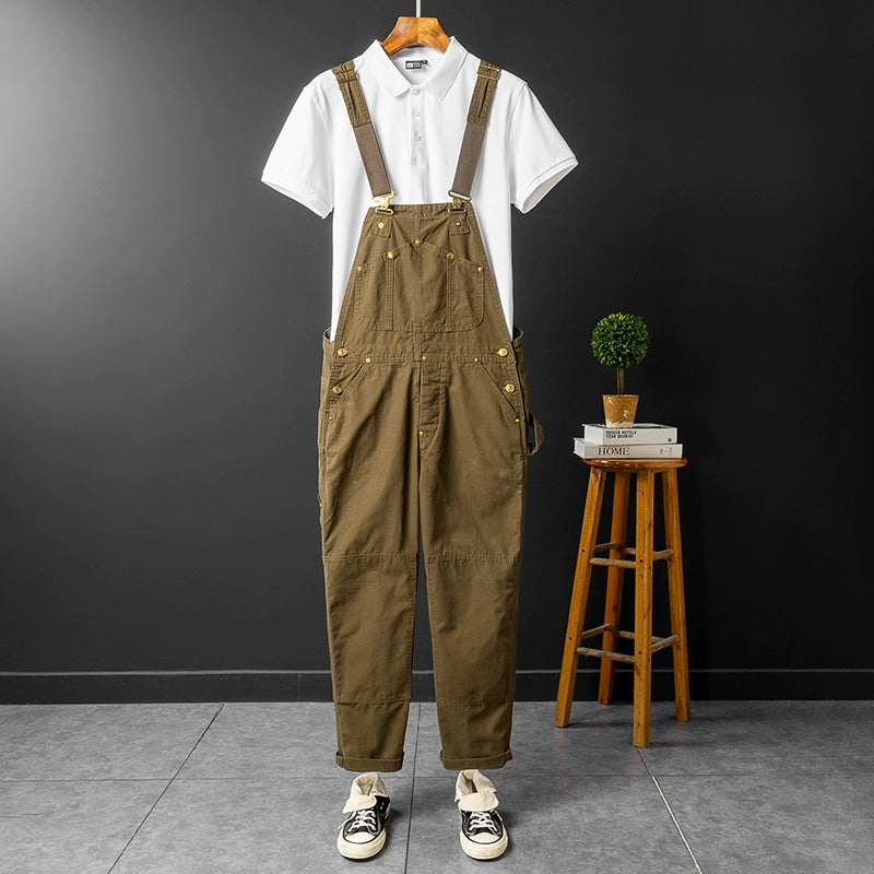 Retro Style Casual Multi-Pocket Overall Cargo Pants