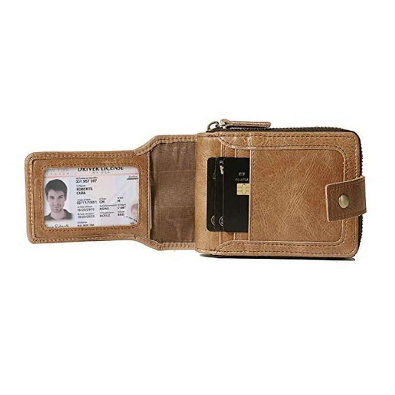 Retro Leather Zipper Short Wallet