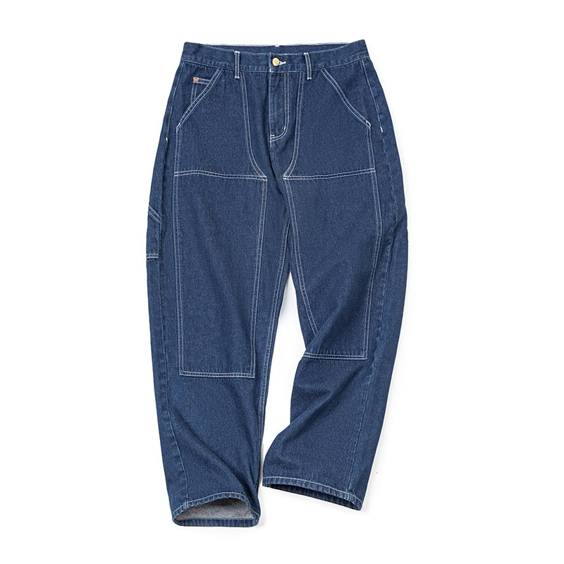 Retro Workwear Casual Denim Pants