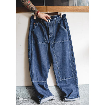 Retro Workwear Casual Denim Pants