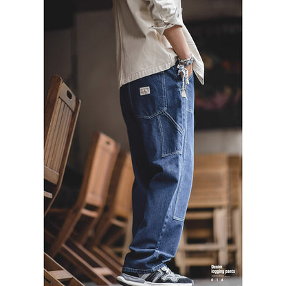 Retro Workwear Casual Denim Pants