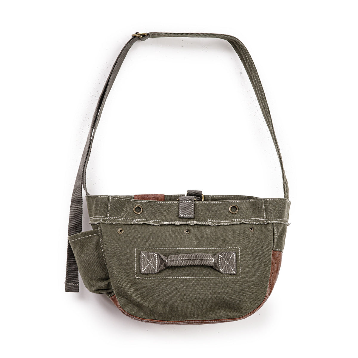 Vintage Stitching Shoulder Bag Army Green Crossbody Bag Large Capacity Commuter Bag
