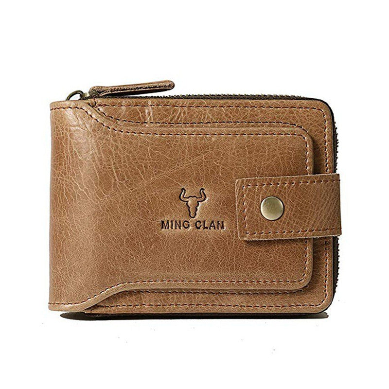 Retro Leather Zipper Short Wallet