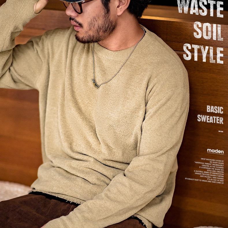 Retro Waste Soil Style Basic Sweater