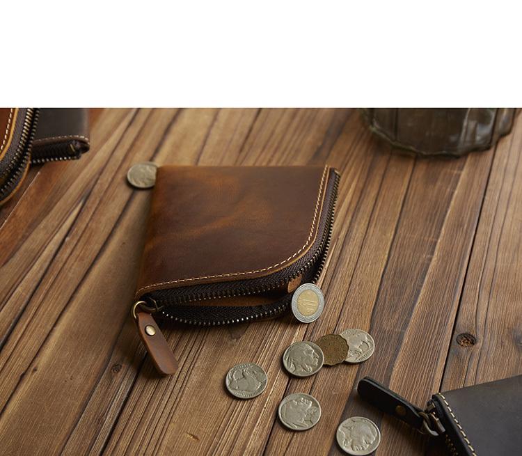 Retro Handmade Leather Short Zipper Wallet