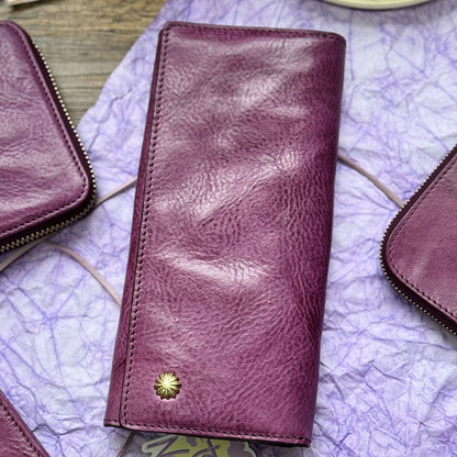 Retro Handmade Leather Purple Wallets Card Holders