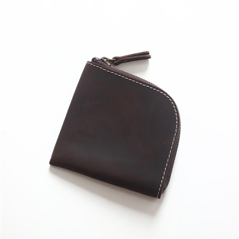 Retro Handmade Leather Short Zipper Wallet