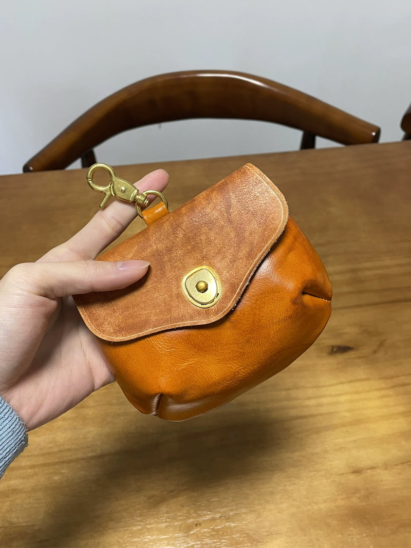 Retro Handmade Leather Portable Buckle Bag