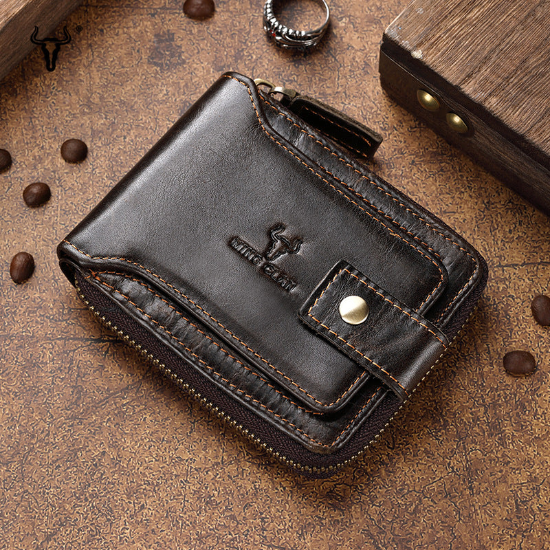 Retro Leather Zipper Short Wallet