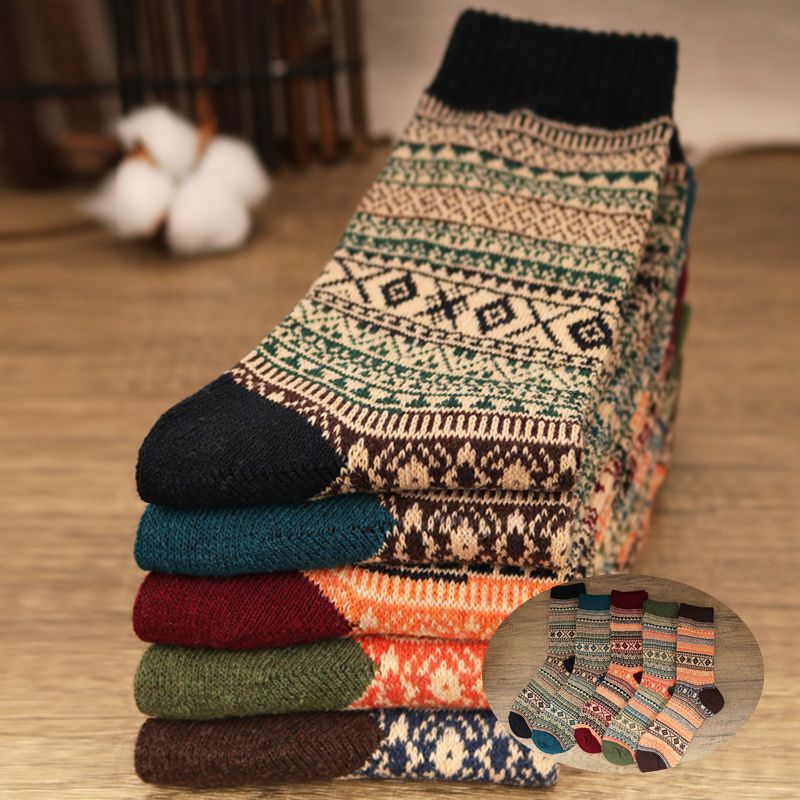 Men's 5 Pairs Retro Ethnic Style Socks