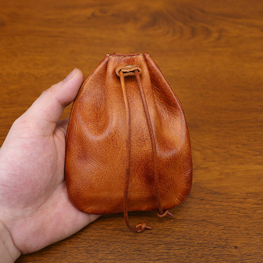 Retro Handmade Leather Coin Bag Storage Bag