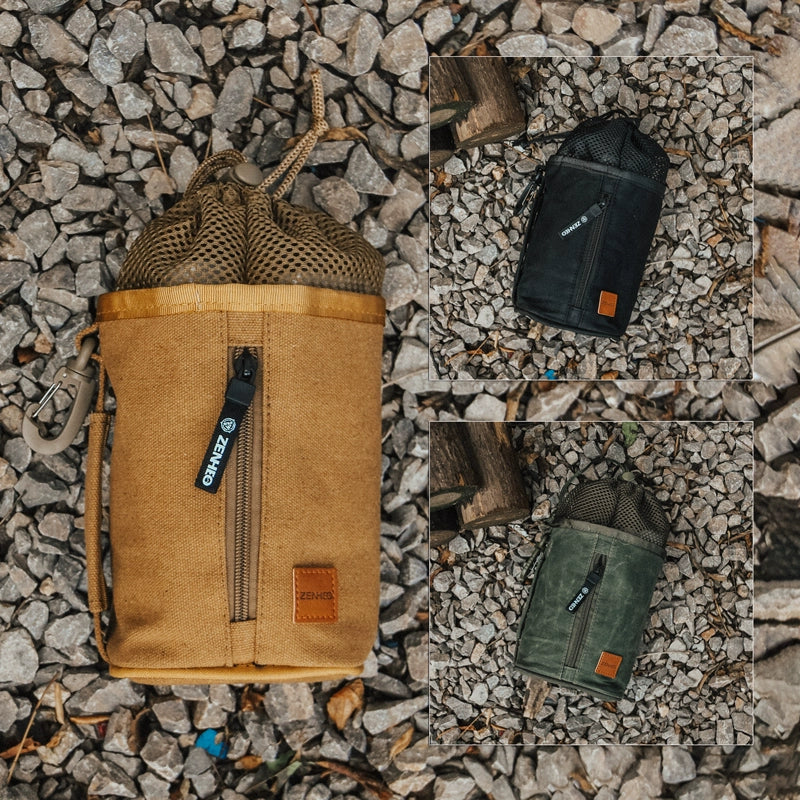 Retro Outdoor Camping Oil Wax Canvas Water Bottle Storage Bags