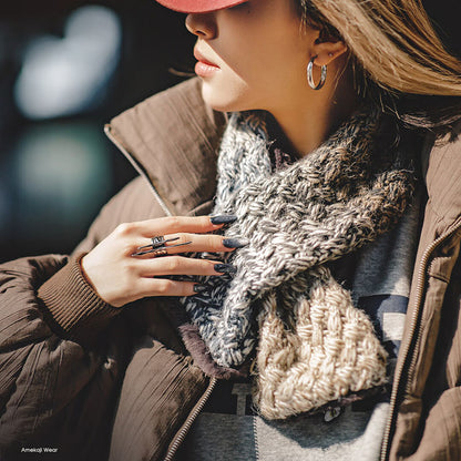 Retro Cable Knitted Velvet Warm Scarf