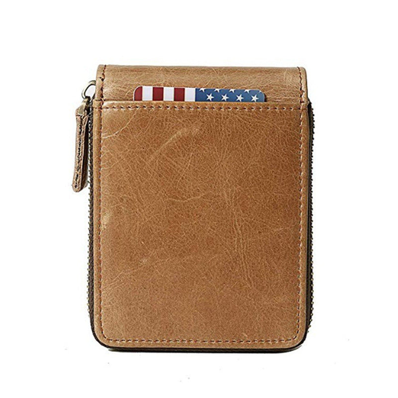 Retro Leather Zipper Short Wallet