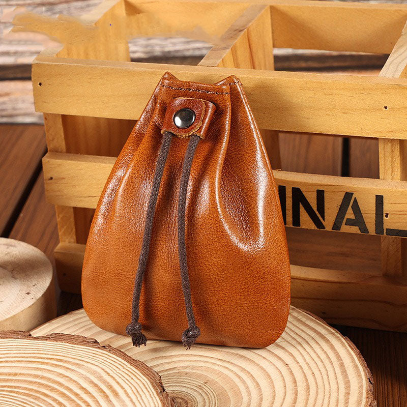 Retro Handmade Leather Coin Bag Storage Bag