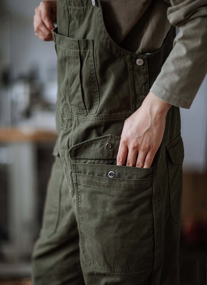 Retro Style Casual Multi-Pocket Overall Cargo Pants