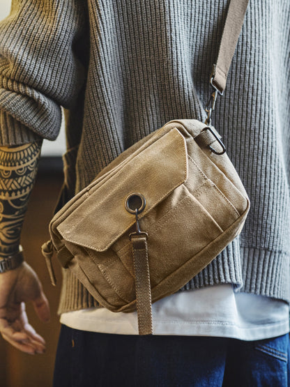 Retro Khaki Canvas Crossbody Bag Waist Bag