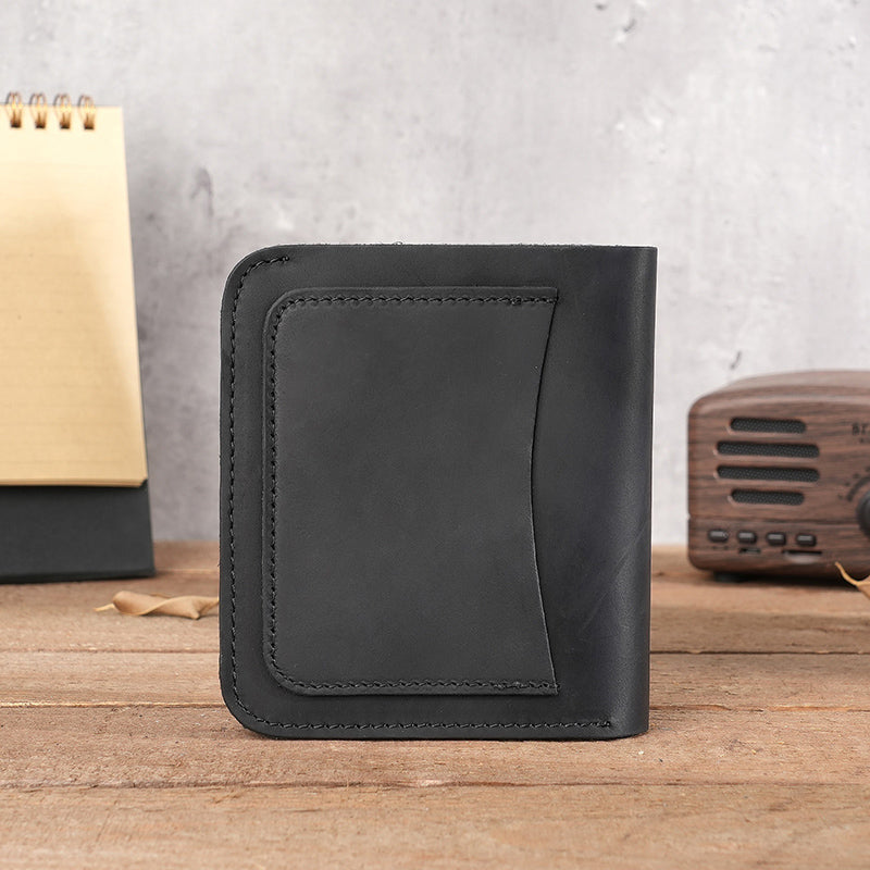 Retro Leather Handmade Zipper Short Wallet